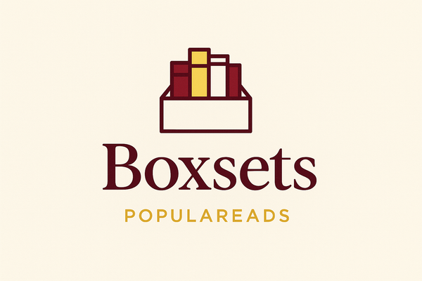 Create a logo for "Boxsets" Category for my bookstore Populareads in Maroon & Yellow theme. Background in #FCFCEC 
